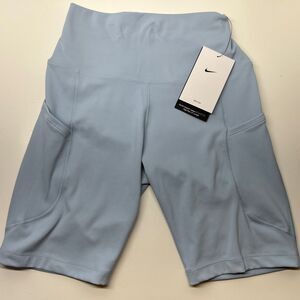 NWT NIKE ONE DRI-FIT TRAINING BIKE WOMEN'S 8” HIGH WAIST SHORTS BLUE SZ MEDIUM